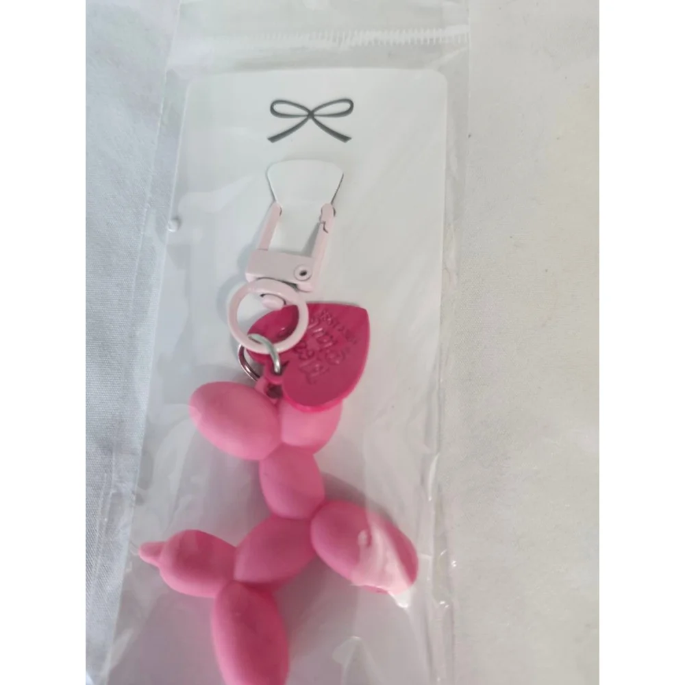 Pink Balloon Dog Keychain One Size